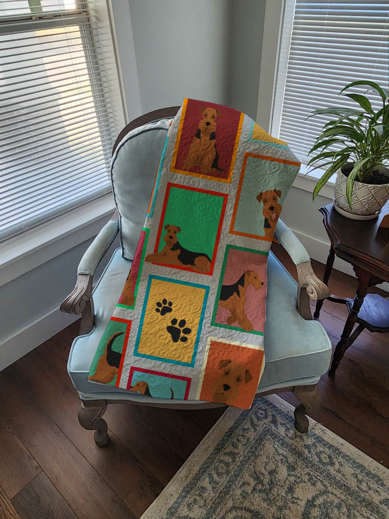 Lots of Airedale Terrier Quilted Blanket 50x60 - the-store.com