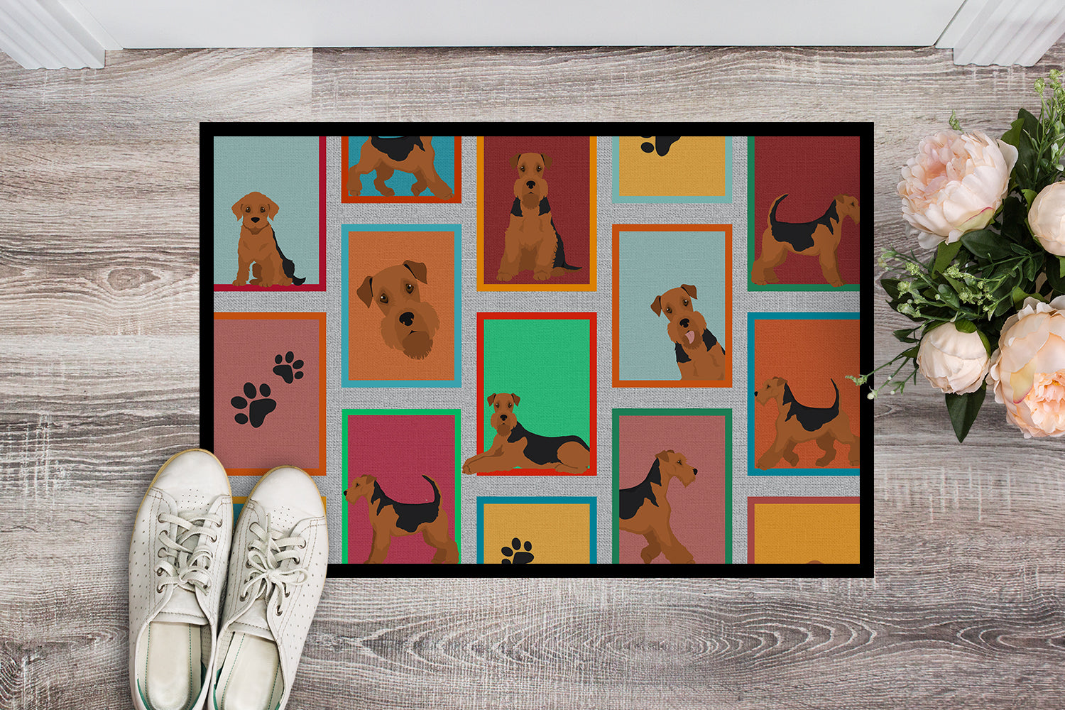 Lots of Airedale Terrier Indoor or Outdoor Mat 18x27 - the-store.com