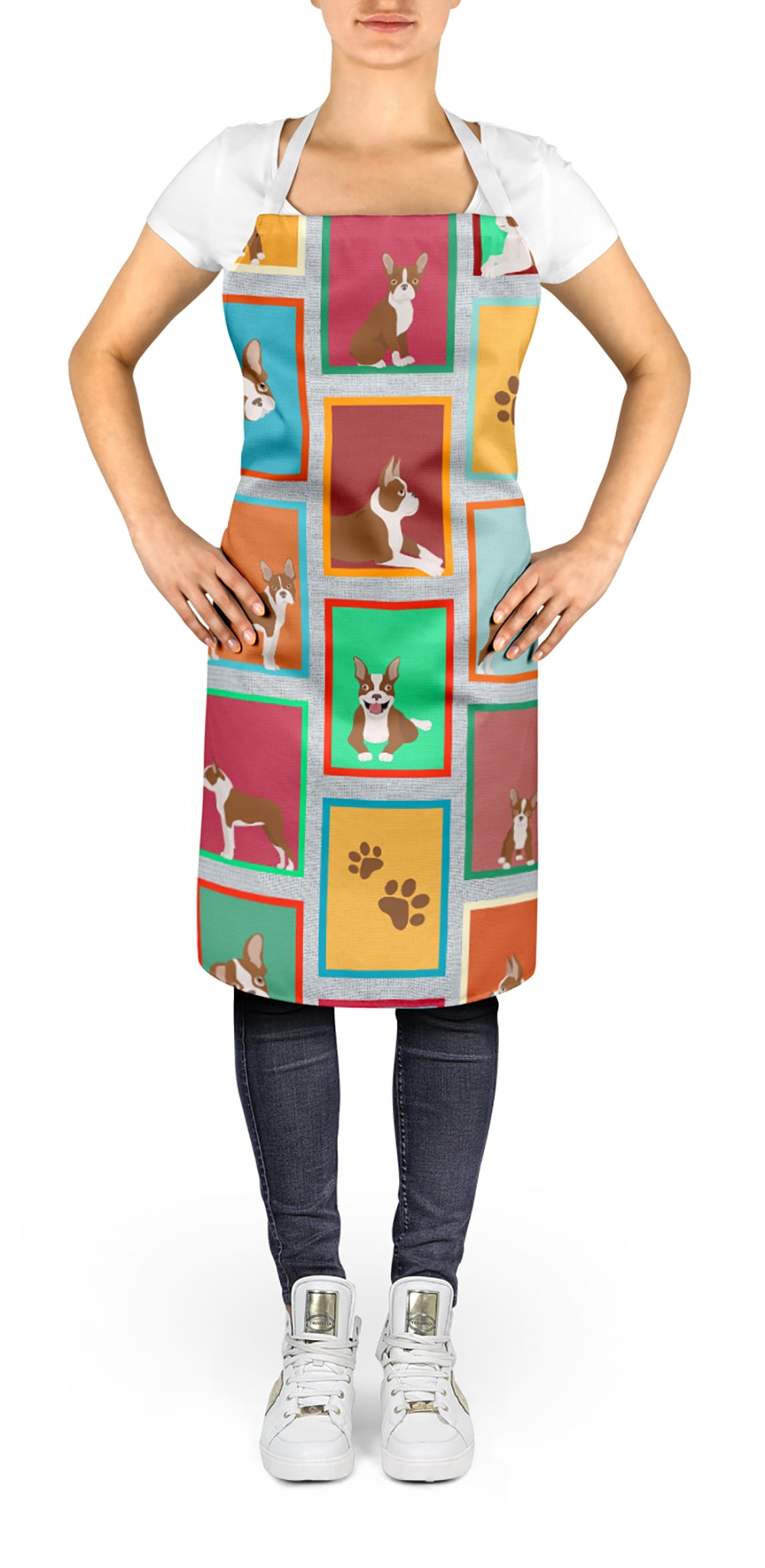 Lots of Red Boston Terrier Apron