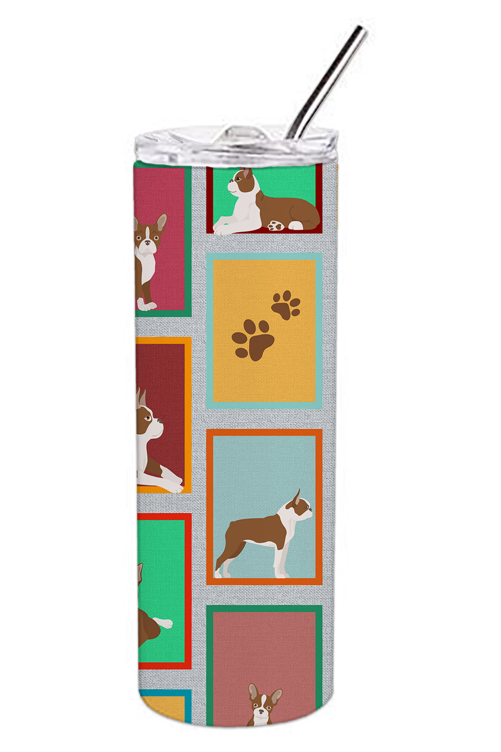 Lots of Red Boston Terrier Stainless Steel 20 oz Skinny Tumbler - the-store.com