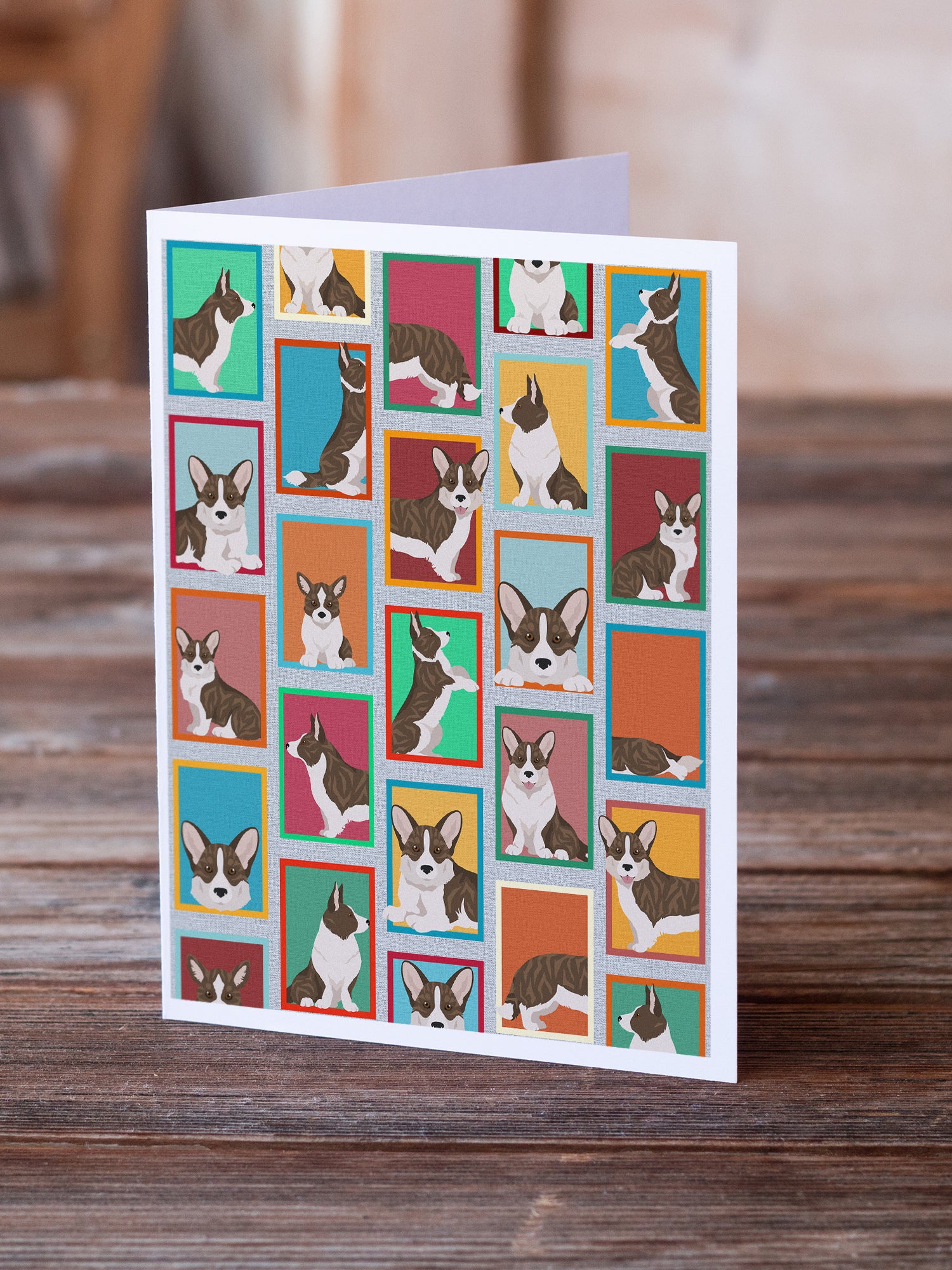 Lots of Brindle Cardigan Corgi Greeting Cards and Envelopes Pack of 8 - the-store.com