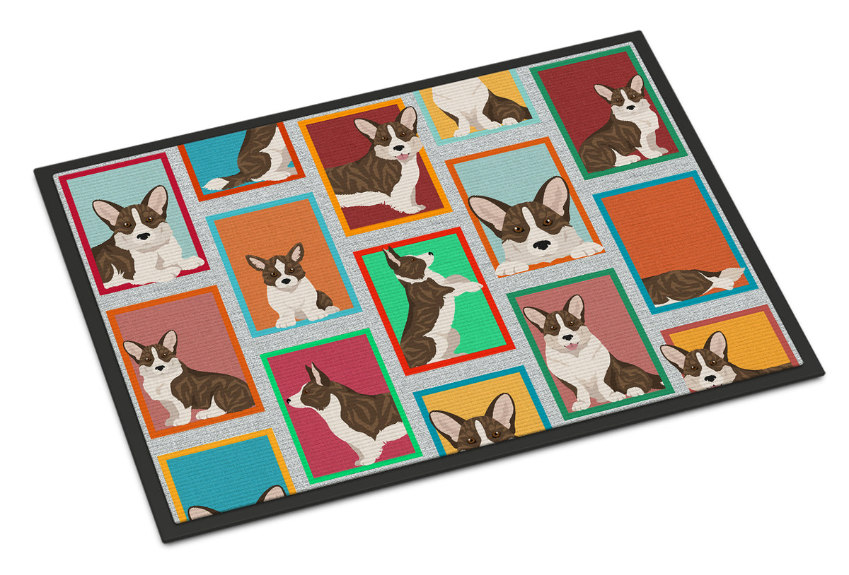 Caroline's Treasures Lots of Brindle Cardigan Corgi Doormat - 18x27 Decorative Floor Mat – Indoor/Outdoor Rug with Artistic Flair