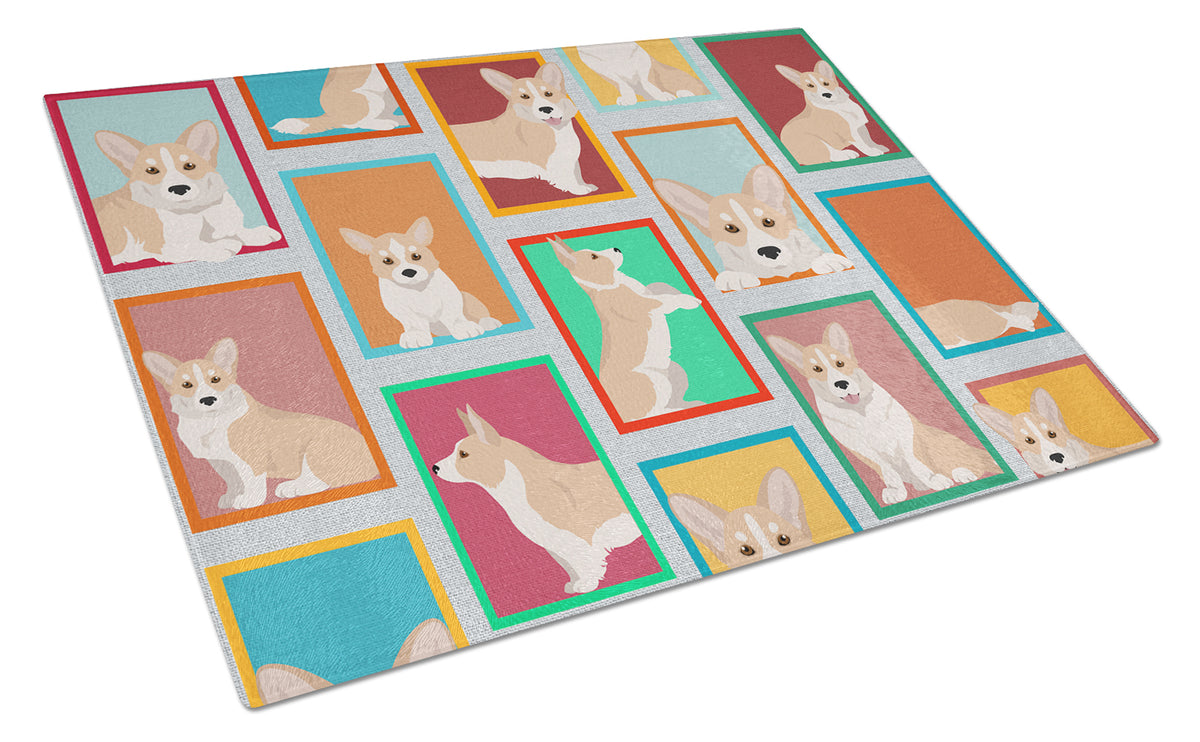 Caroline's Treasures Lots of Fawn Cardigan Corgi Glass Cutting Boards – Durable, Decorative Kitchen Art Large