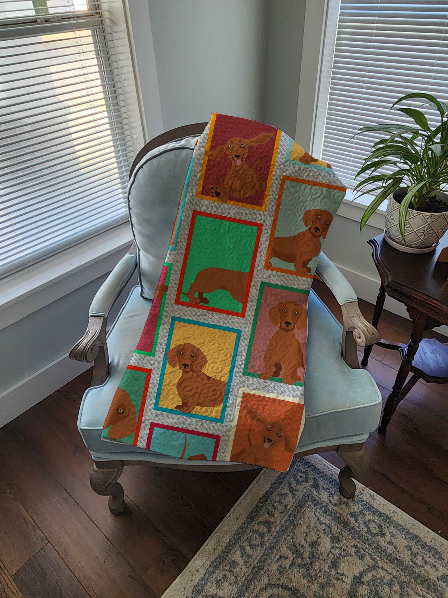 Lots of Red Dachshund Quilted Blanket 50x60 - the-store.com