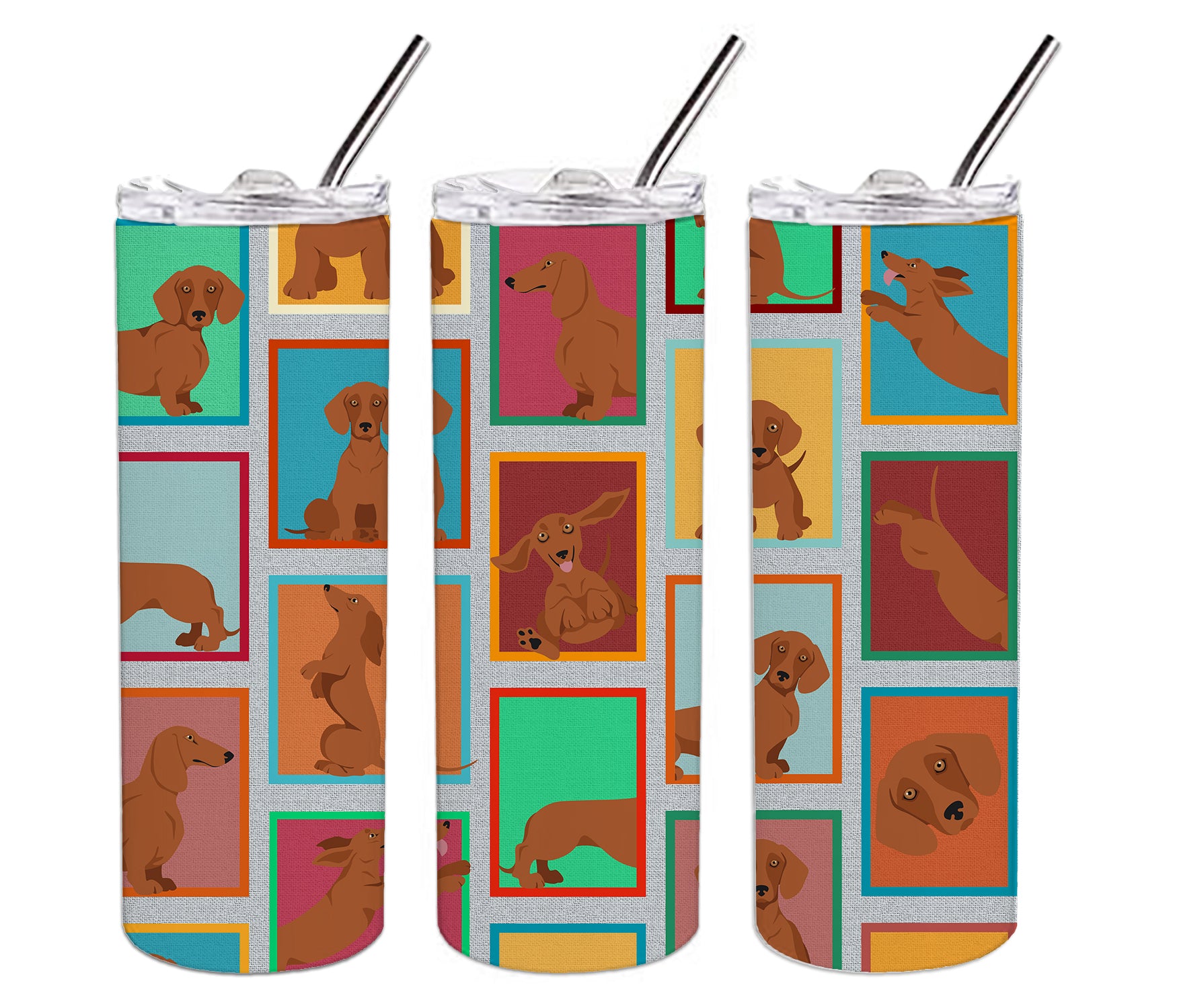 Lots of Red Dachshund Stainless Steel 20 oz Skinny Tumbler - the-store.com