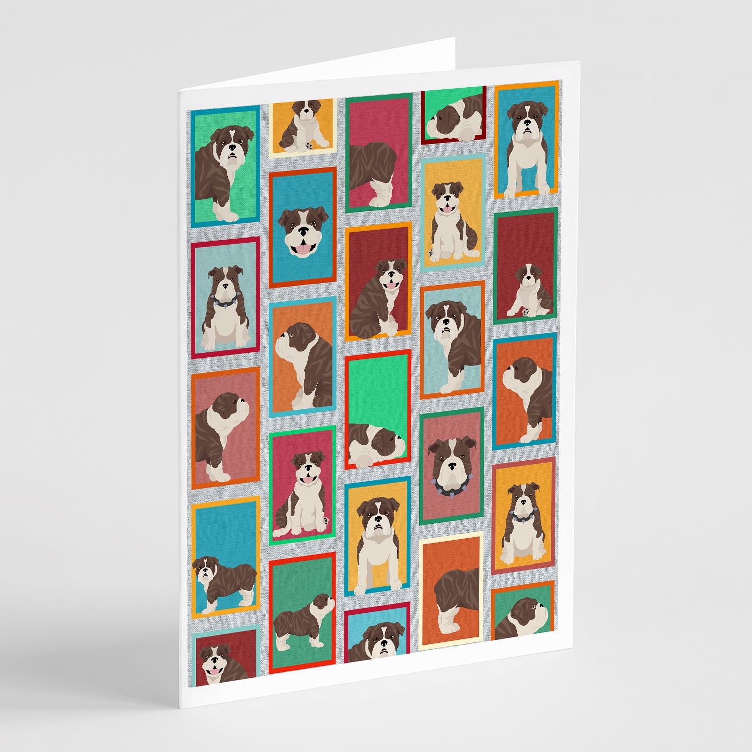 Buy this Lots of Brindle English Bulldog Greeting Cards and Envelopes Pack of 8