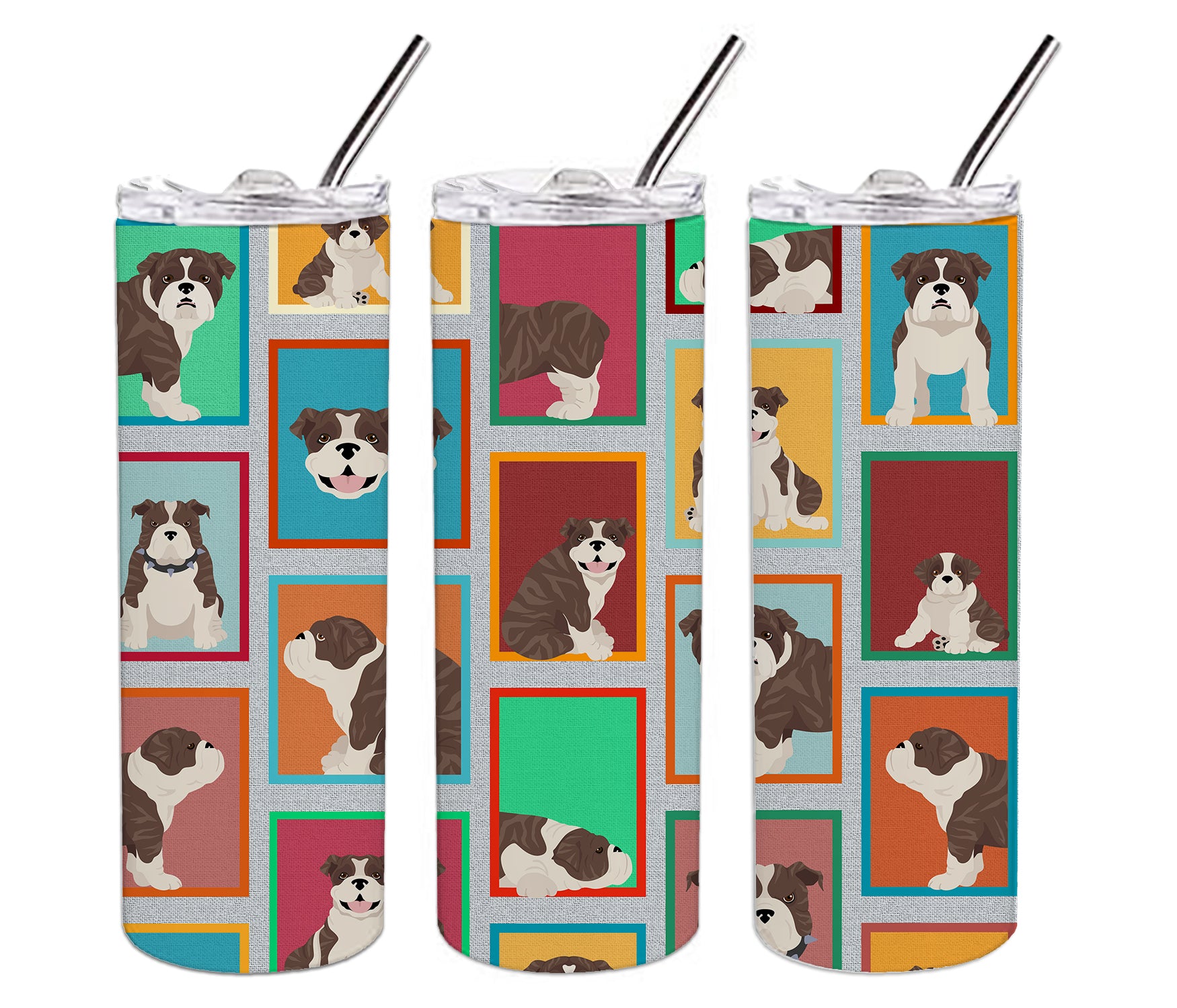 Lots of Brindle English Bulldog Stainless Steel 20 oz Skinny Tumbler - the-store.com