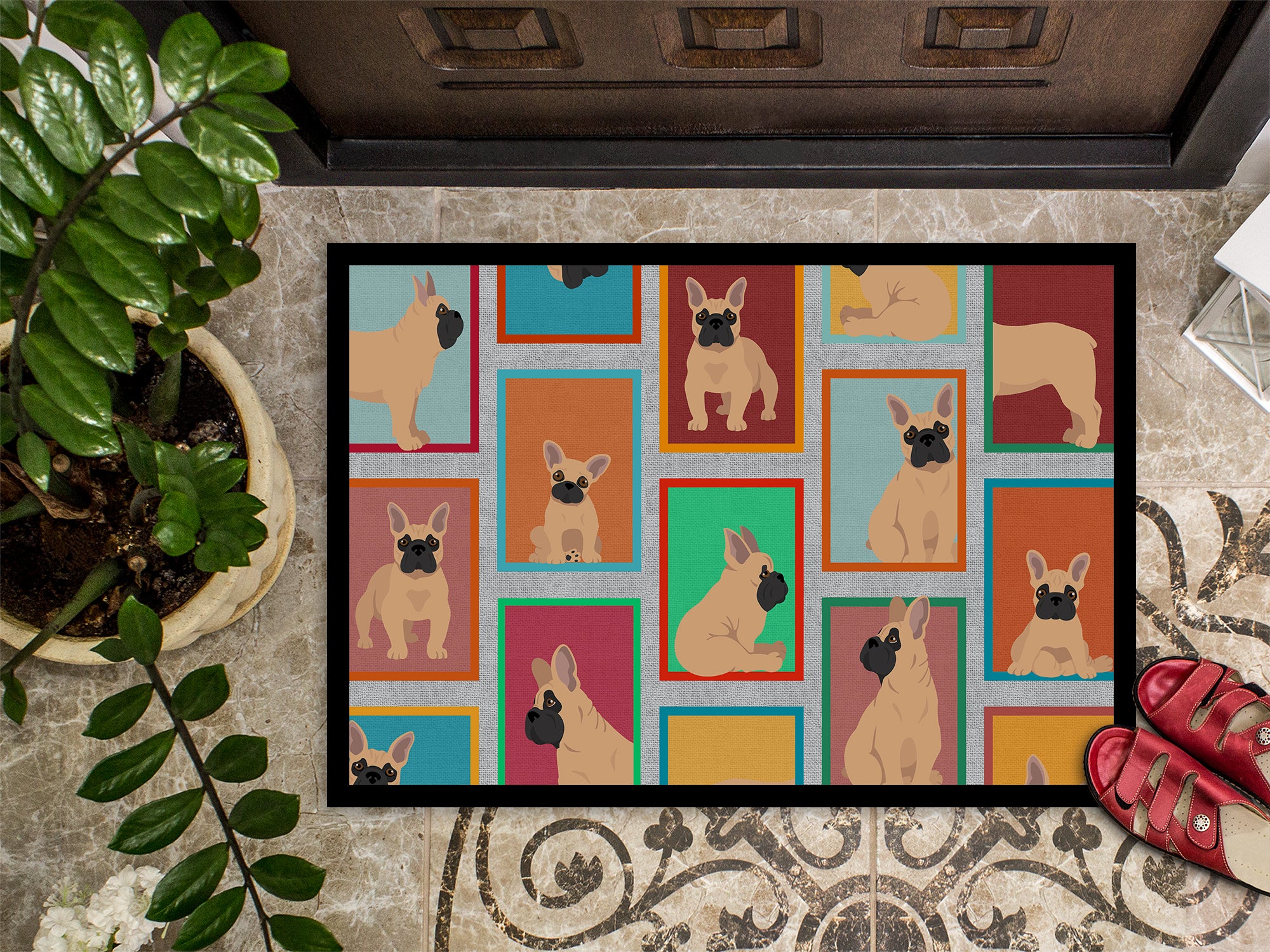 Lots of Fawn French Bulldog Indoor or Outdoor Mat 24x36 - the-store.com