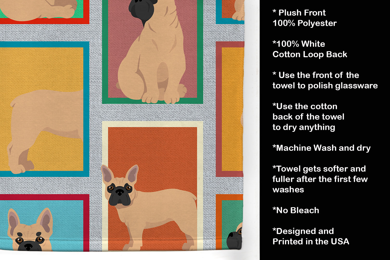Lots of Fawn French Bulldog Kitchen Towel - the-store.com