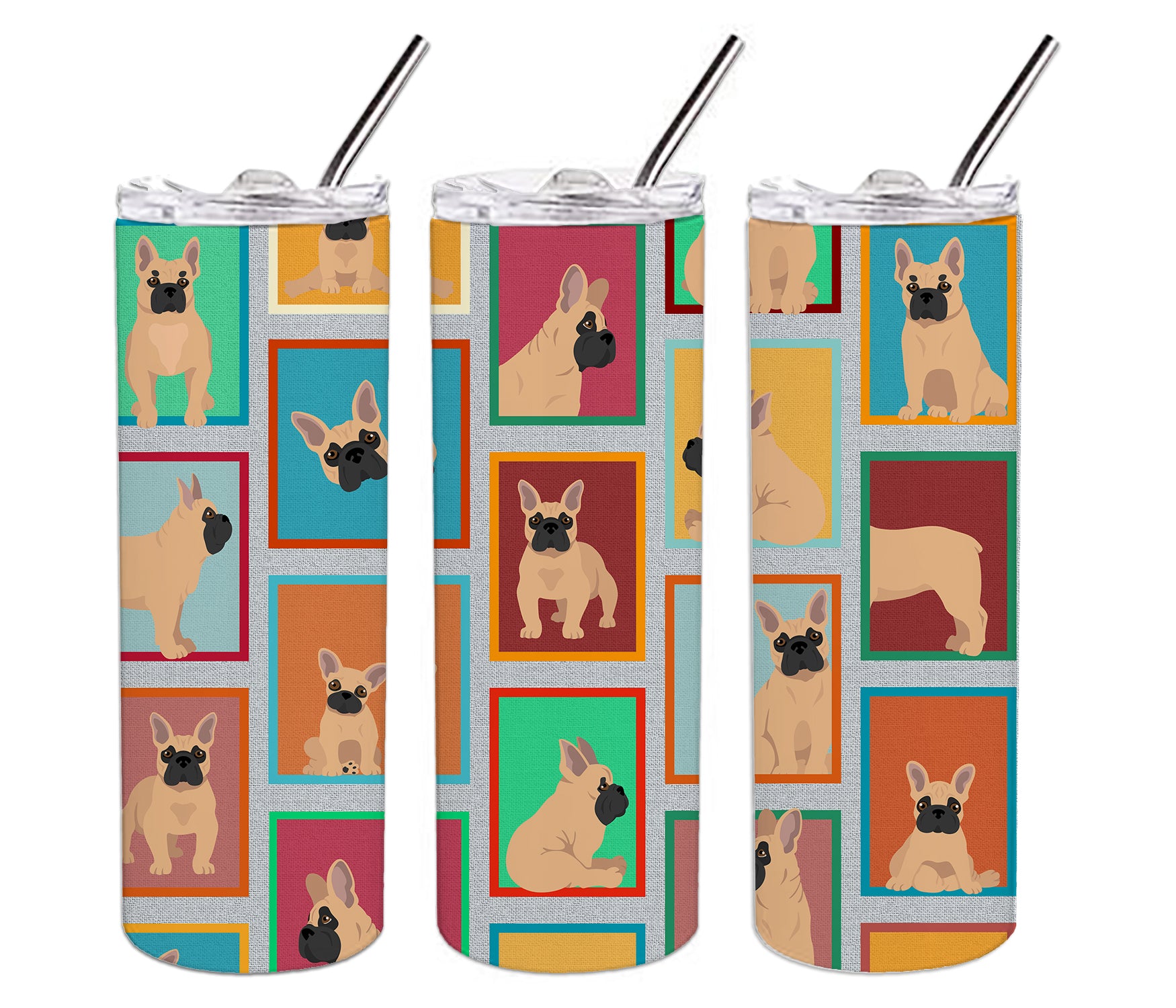 Lots of Fawn French Bulldog Stainless Steel 20 oz Skinny Tumbler - the-store.com