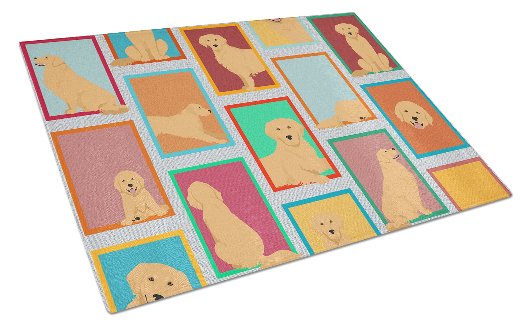 Buy this Lots of Golden Retriever Glass Cutting Board Large