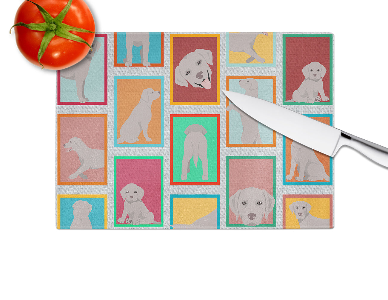 Lots of Grey Labrador Retriever Glass Cutting Board Large - the-store.com