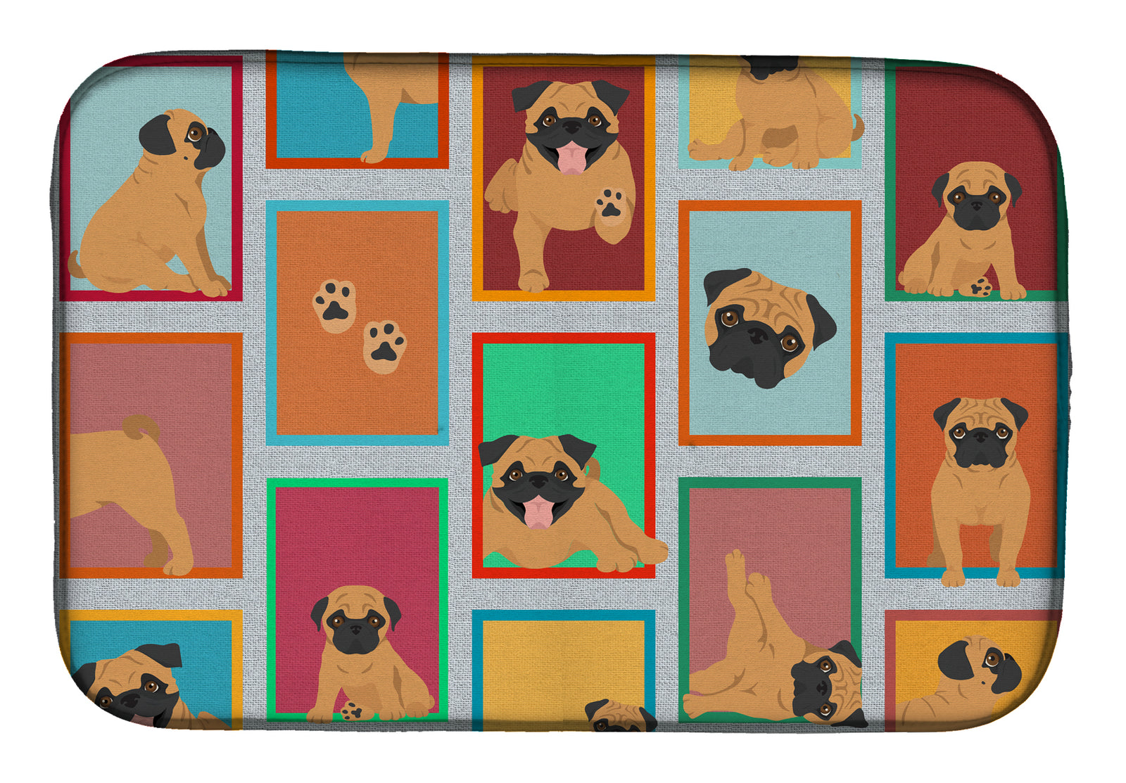 Lots of Apricot Pug Dish Drying Mat  the-store.com.