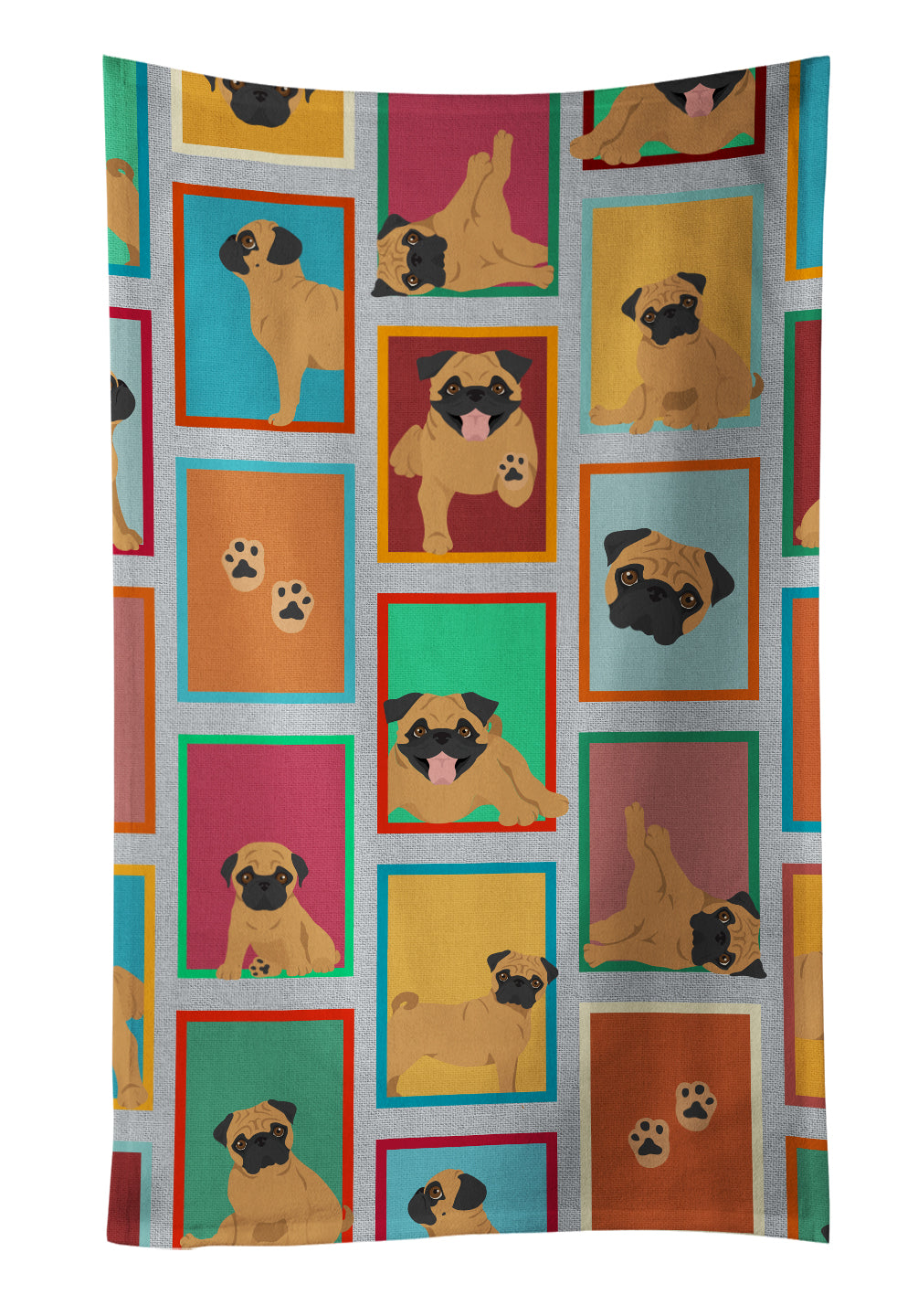 Buy this Lots of Apricot Pug Kitchen Towel