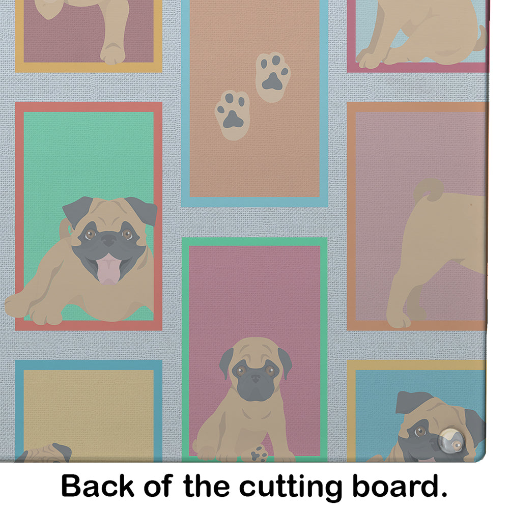 Lots of Apricot Pug Glass Cutting Board Large - the-store.com