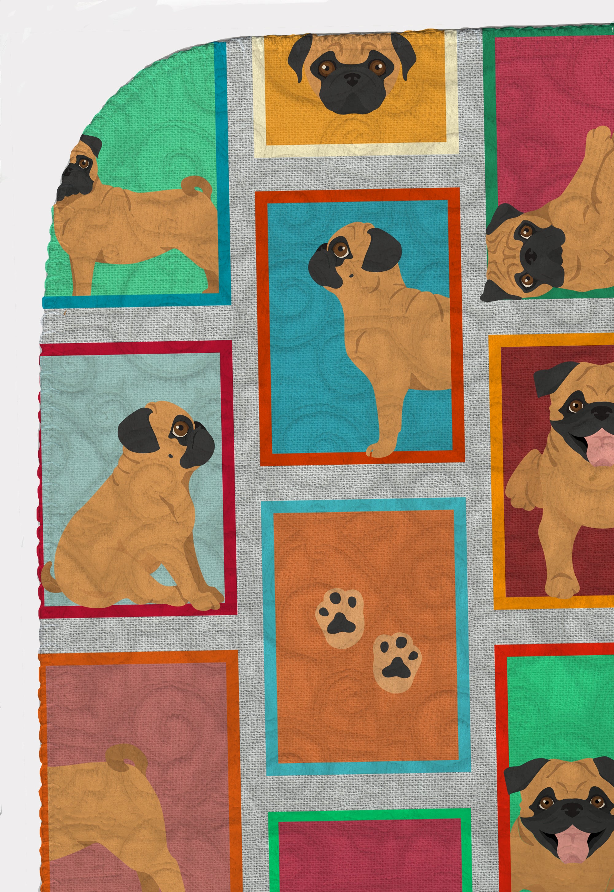 Lots of Apricot Pug Quilted Blanket 50x60 - the-store.com