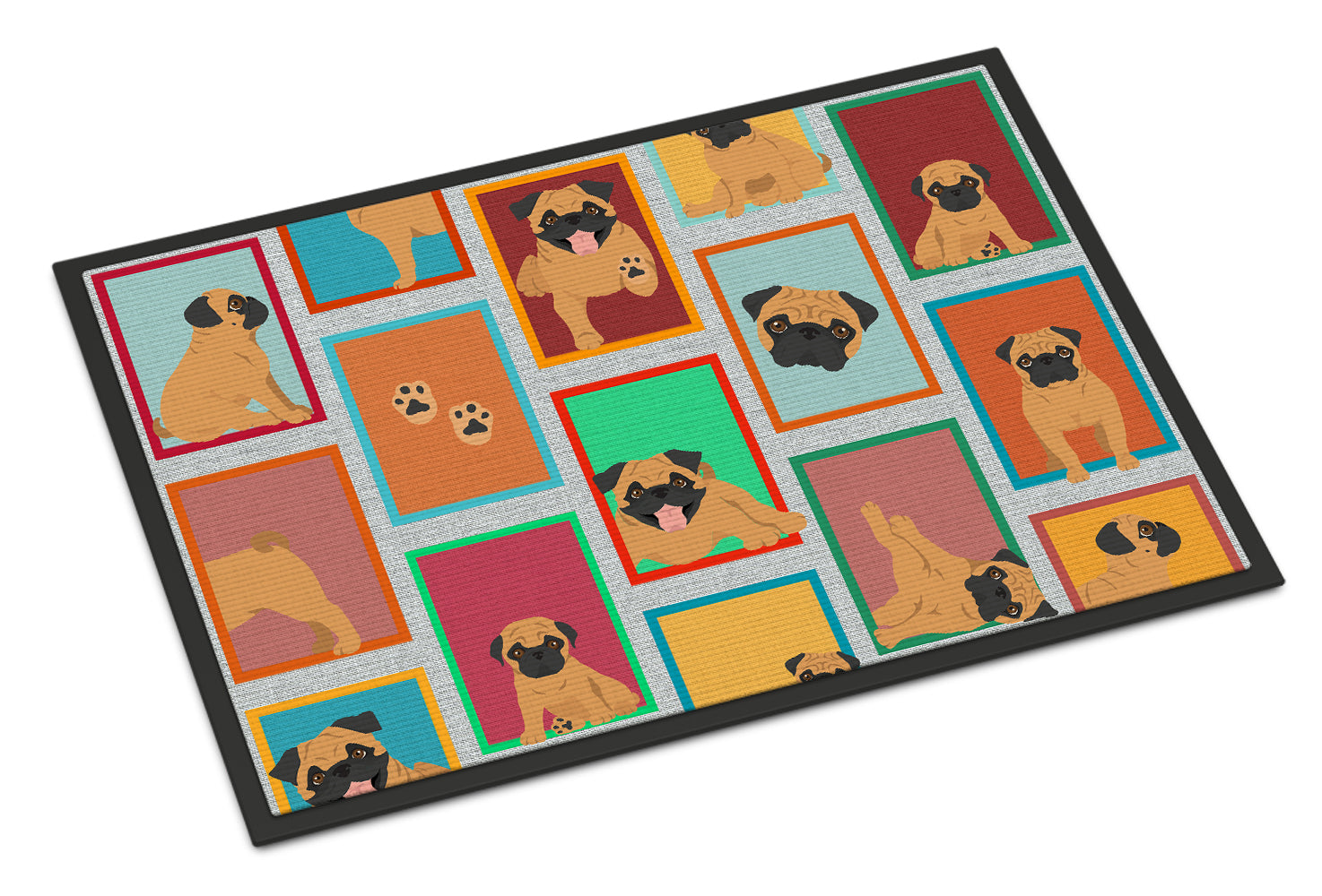 Caroline's Treasures Lots of Apricot Pug Doormat - 18x27 Decorative Floor Mat – Indoor/Outdoor Rug with Artistic Flair