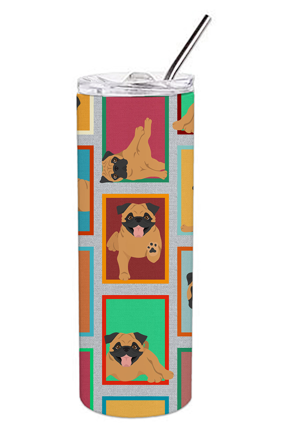Buy this Lots of Apricot Pug Stainless Steel 20 oz Skinny Tumbler