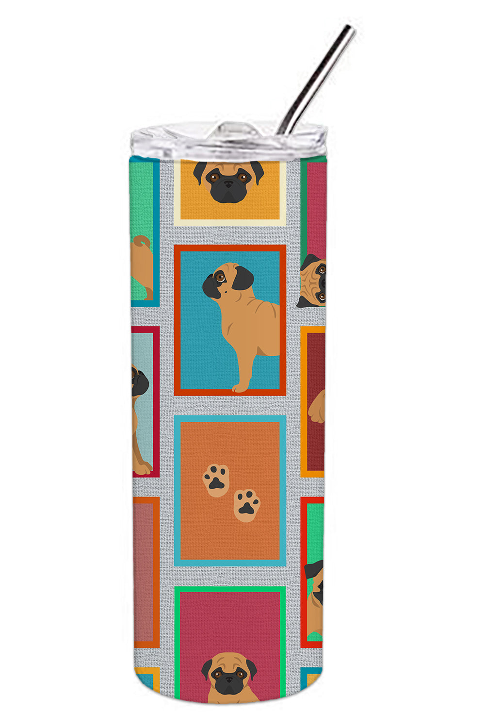 Lots of Apricot Pug Stainless Steel 20 oz Skinny Tumbler - the-store.com