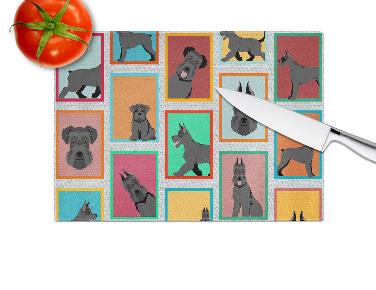 Lots of Black Schnauzer Glass Cutting Board Large - the-store.com