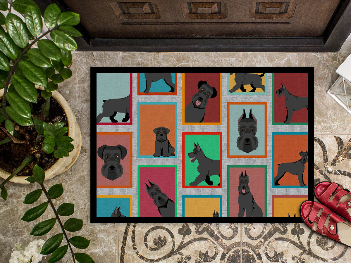 Caroline's Treasures Lots of Black Schnauzer Doormat - 18x27 Decorative Floor Mat – Indoor/Outdoor Rug with Artistic Flair