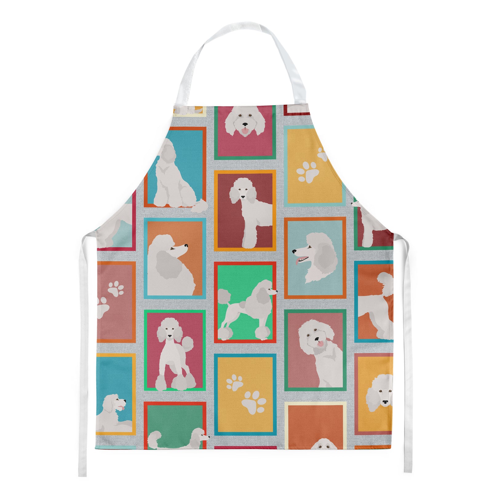 Lots of White Standard Poodle Apron  the-store.com.