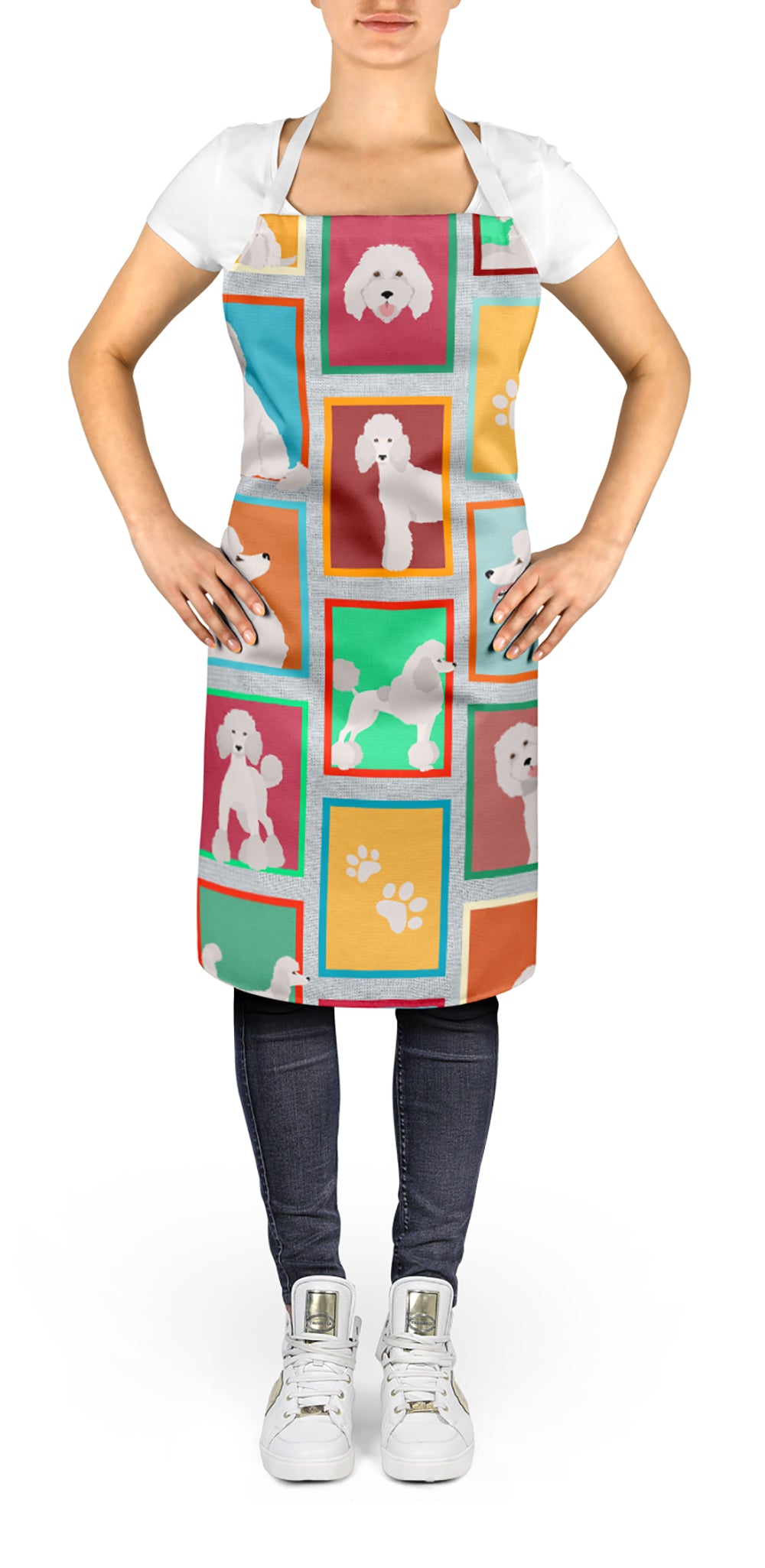 Lots of White Standard Poodle Apron  the-store.com.