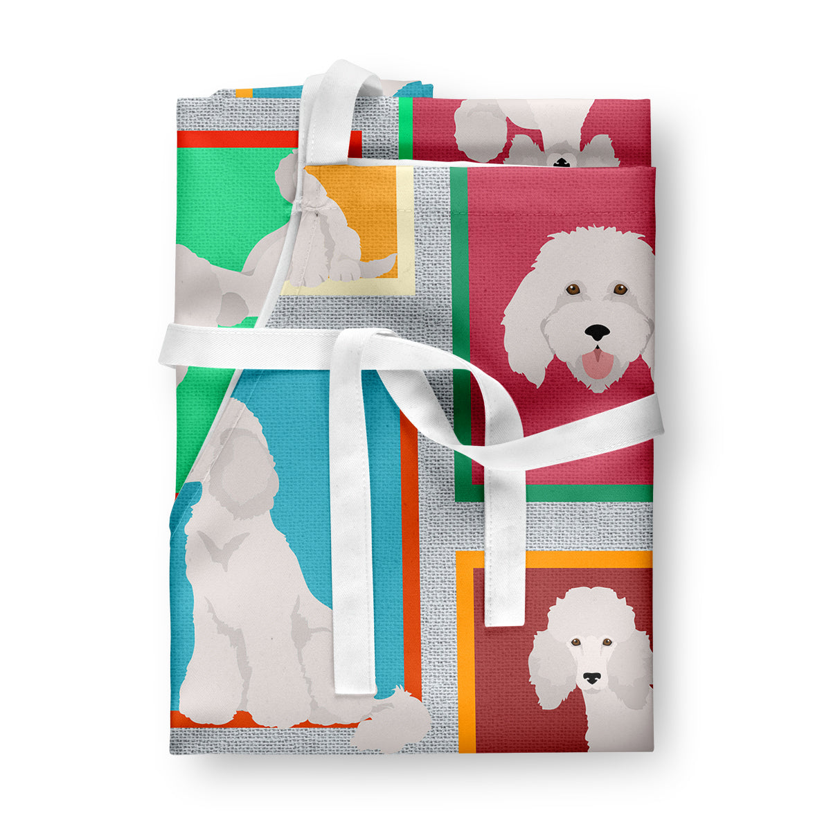 Lots of White Standard Poodle Apron