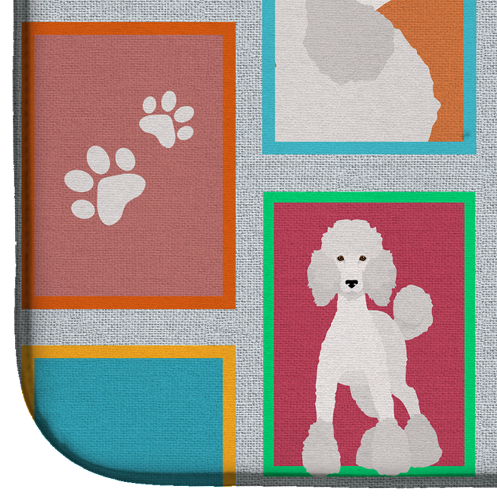 Lots of White Standard Poodle Dish Drying Mat  the-store.com.