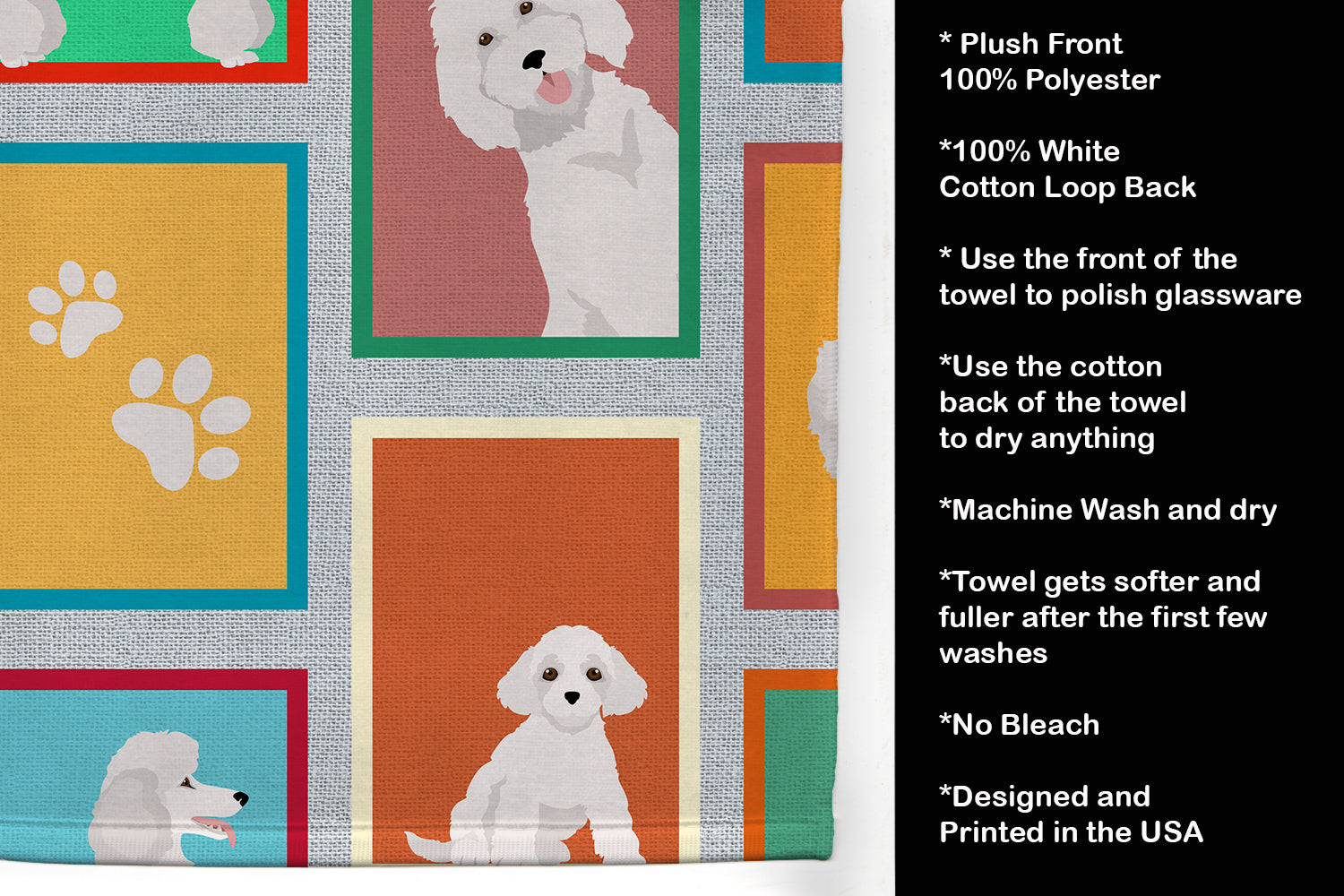Lots of White Standard Poodle Kitchen Towel - the-store.com