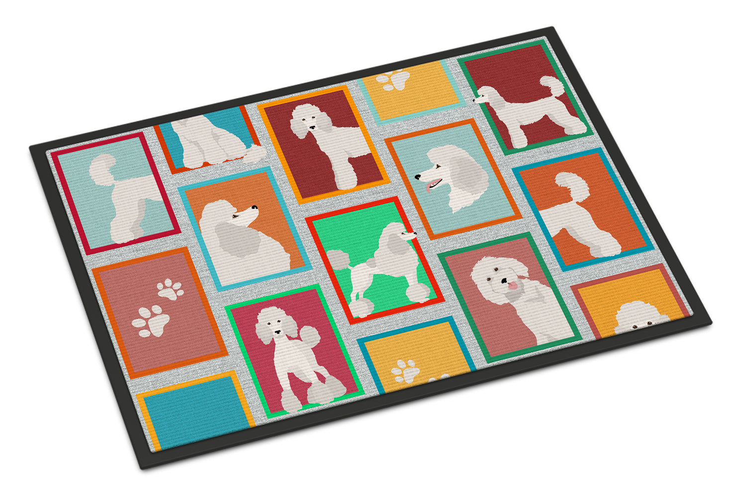 Buy this Lots of White Standard Poodle Indoor or Outdoor Mat 18x27