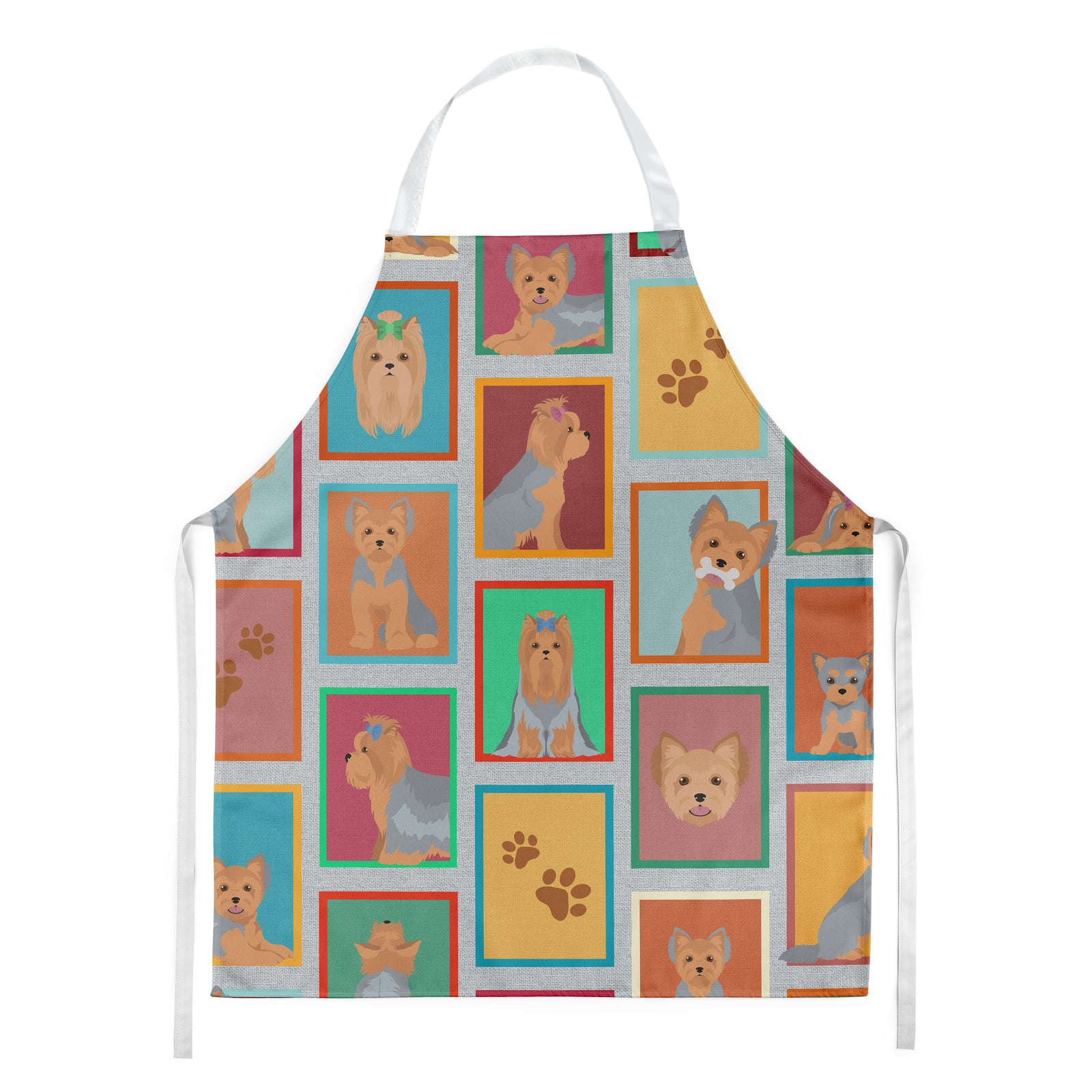 Lots of Blue and Tan Yorkie Apron  the-store.com.