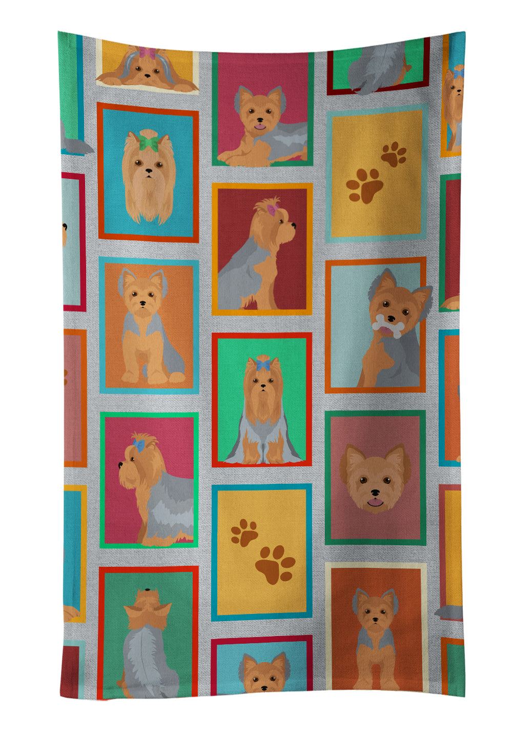 Buy this Lots of Blue and Tan Yorkie Kitchen Towel