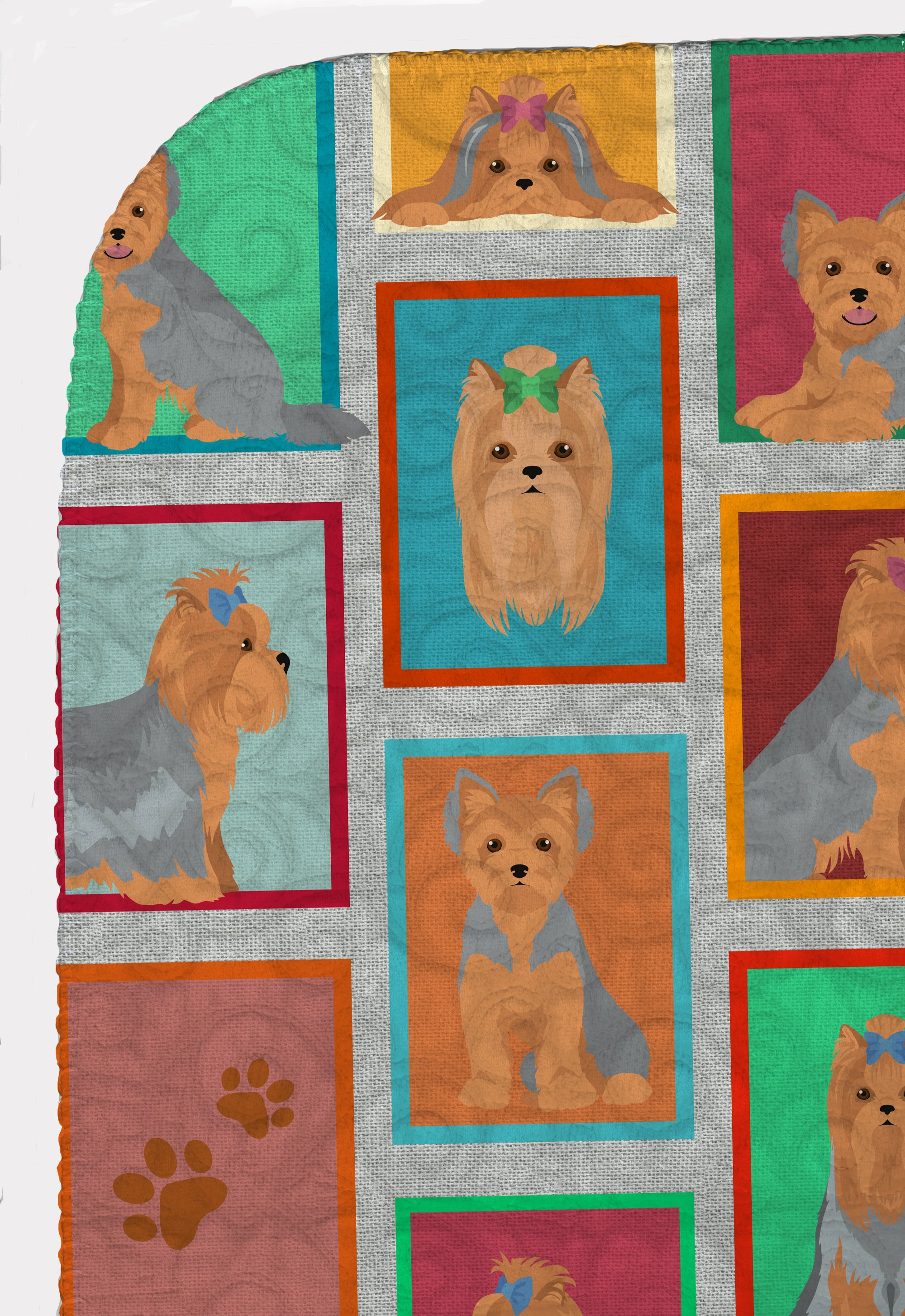 Lots of Blue and Tan Yorkie Quilted Blanket 50x60 - the-store.com