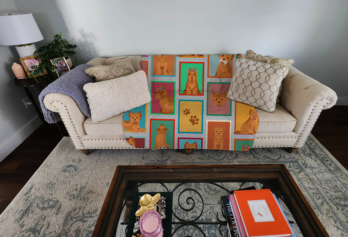 Caroline's Treasures Lots of Red Yorkie Quilted Blanket 50x60