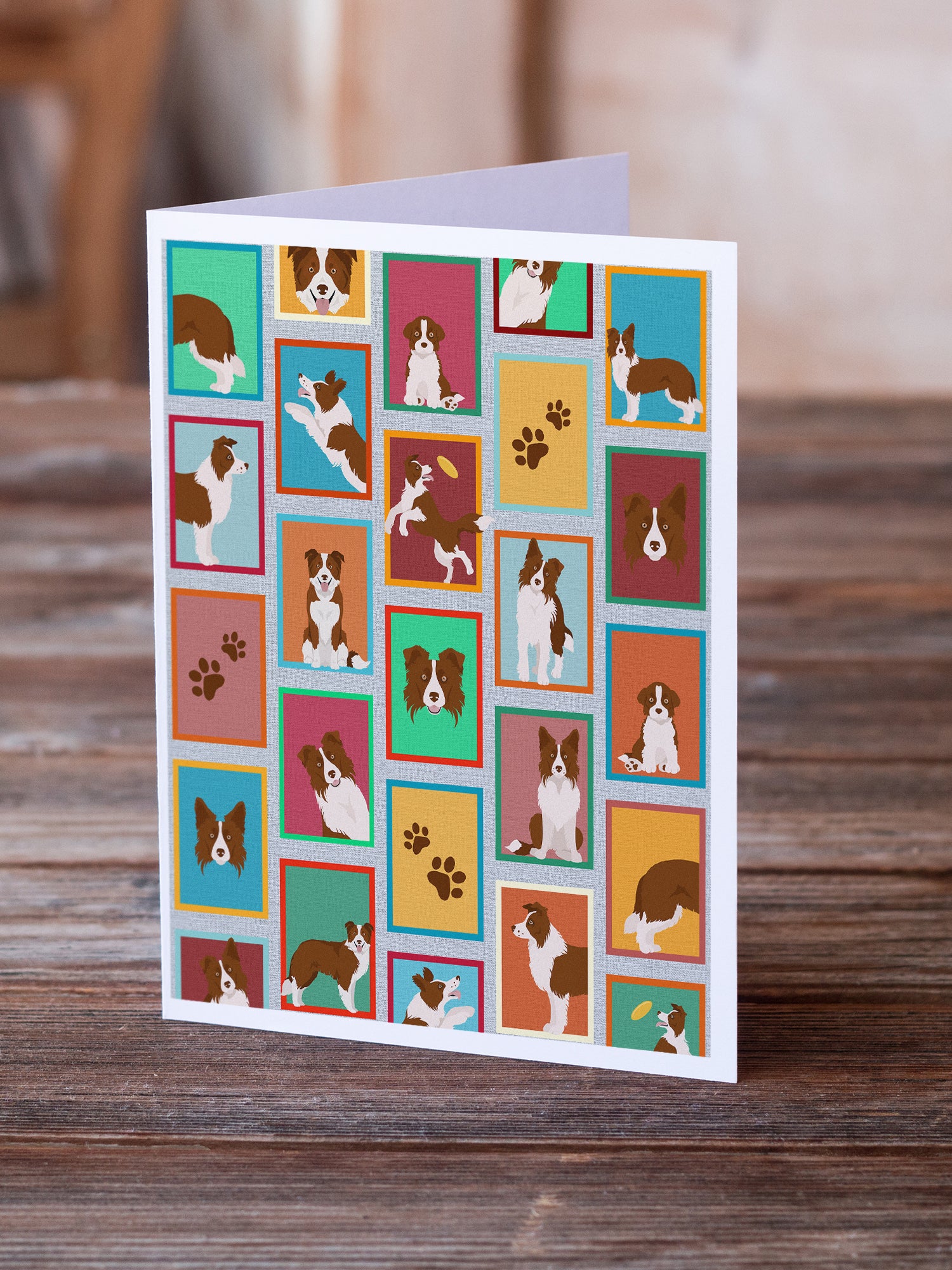 Lots of Red Border Collie Greeting Cards and Envelopes Pack of 8 - the-store.com