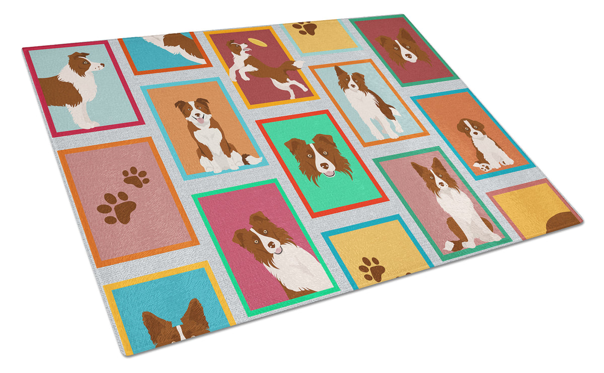 Buy this Lots of Red Border Collie Glass Cutting Board Large