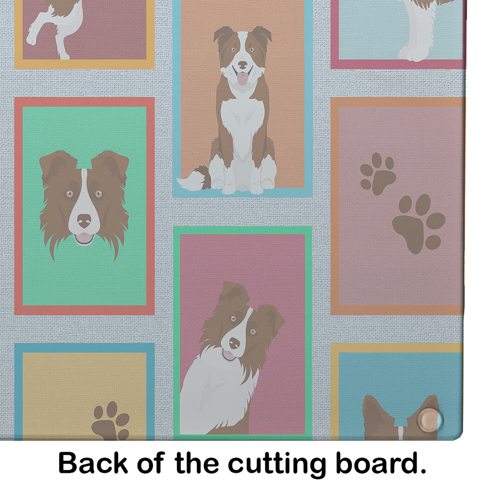 Lots of Red Border Collie Glass Cutting Board Large - the-store.com