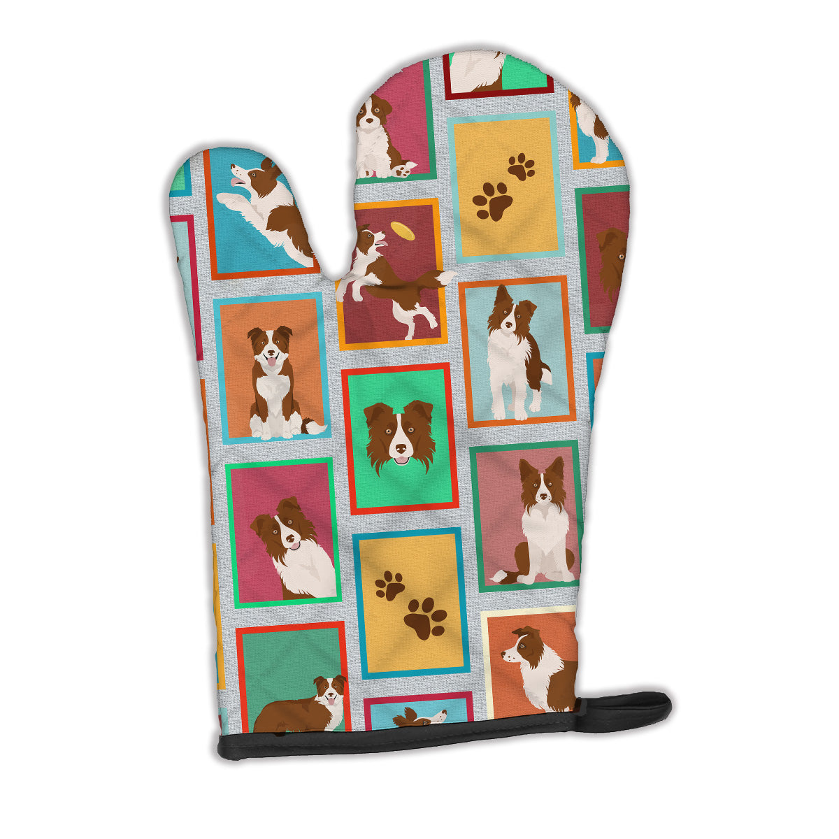 Lots of Red Border Collie Oven Mitt