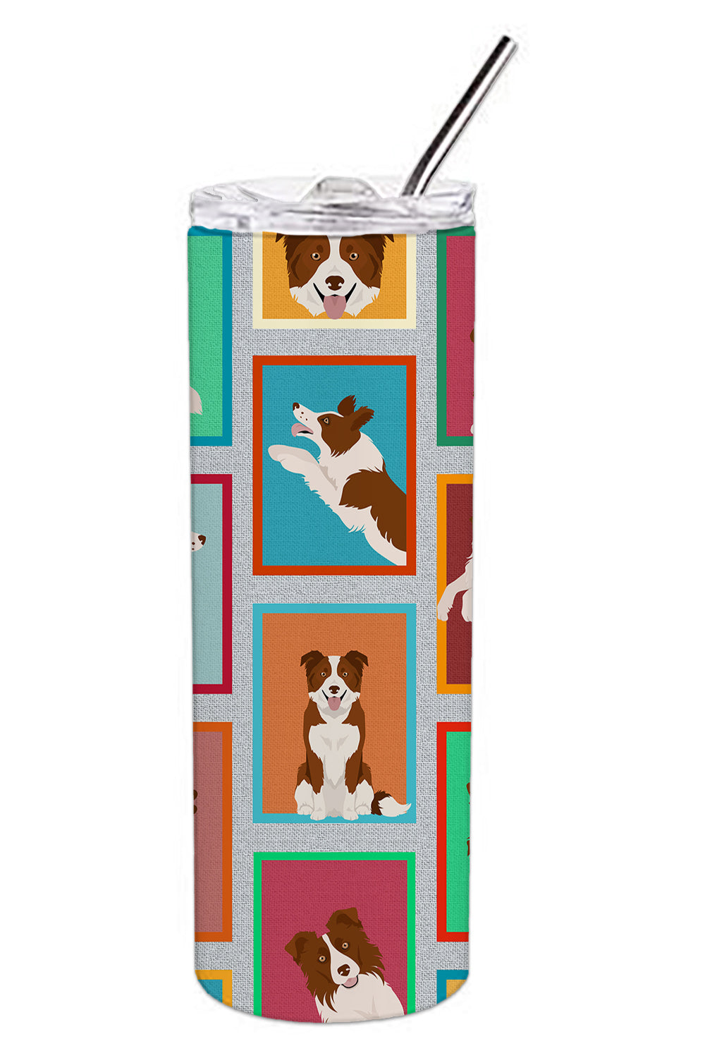 Lots of Red Border Collie Stainless Steel 20 oz Skinny Tumbler - the-store.com