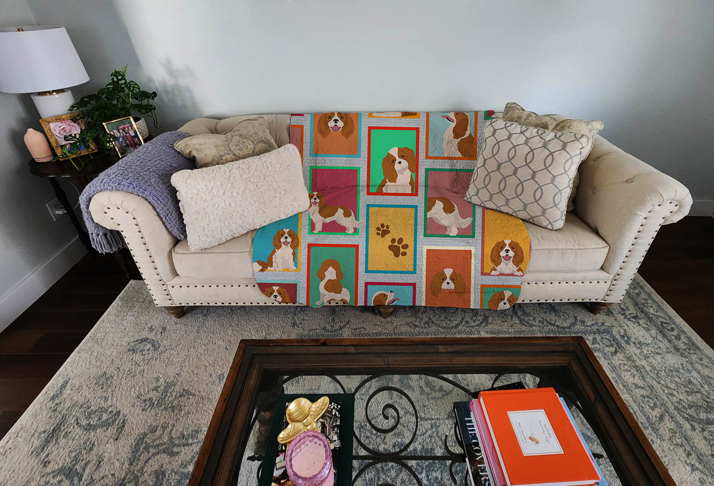 Caroline's Treasures Lots of Blenheim Cavalier Spaniel Quilted Blanket 50x60
