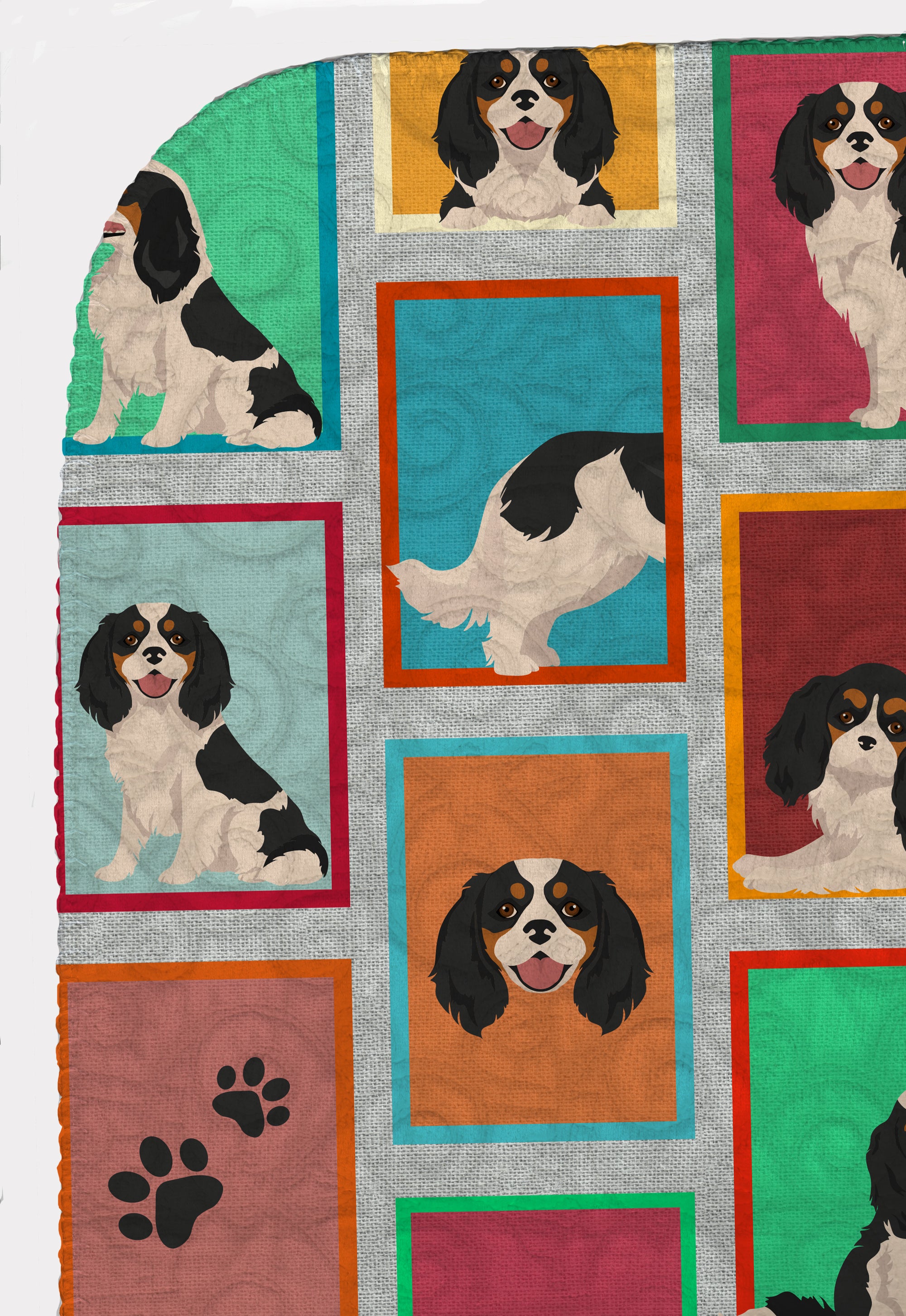 Lots of Tricolor Cavalier Spaniel Quilted Blanket 50x60 - the-store.com