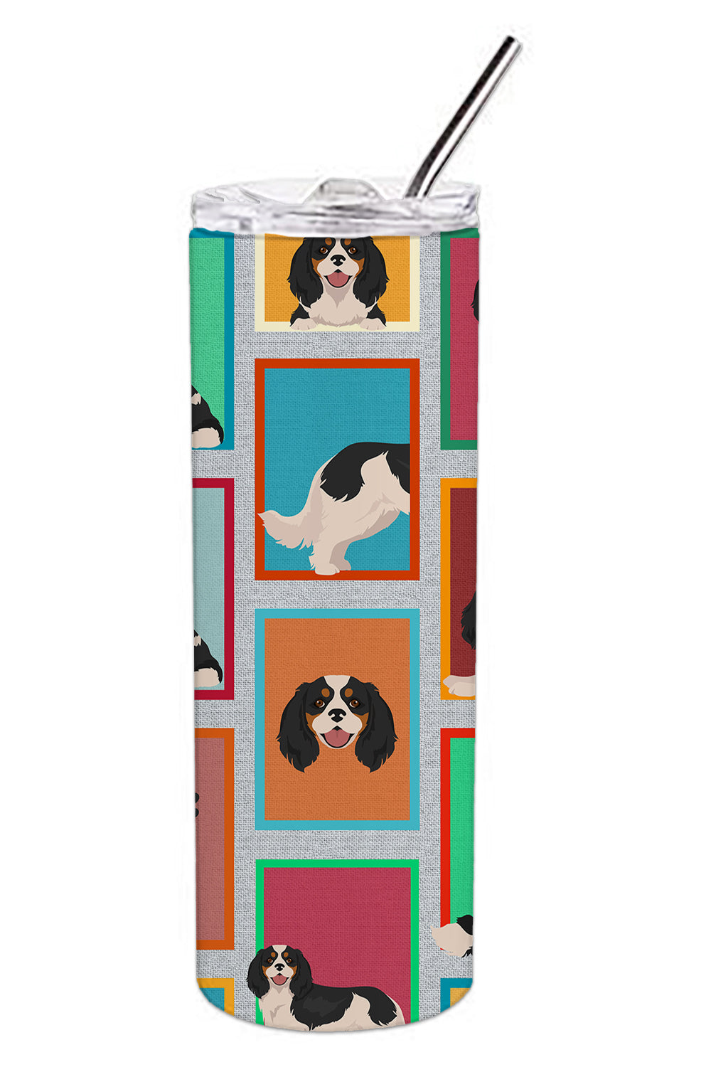 Lots of Tricolor Cavalier Spaniel Stainless Steel 20 oz Skinny Tumbler - the-store.com