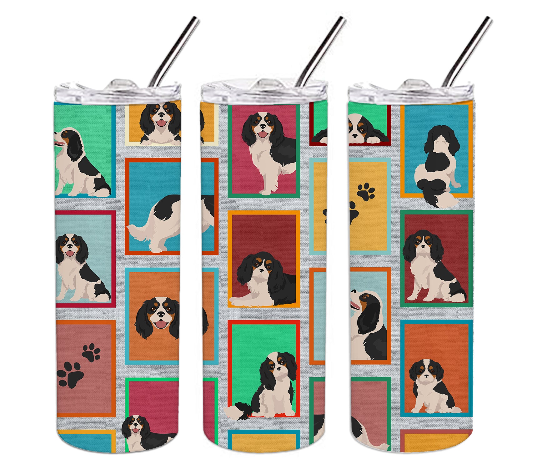 Lots of Tricolor Cavalier Spaniel Stainless Steel 20 oz Skinny Tumbler - the-store.com