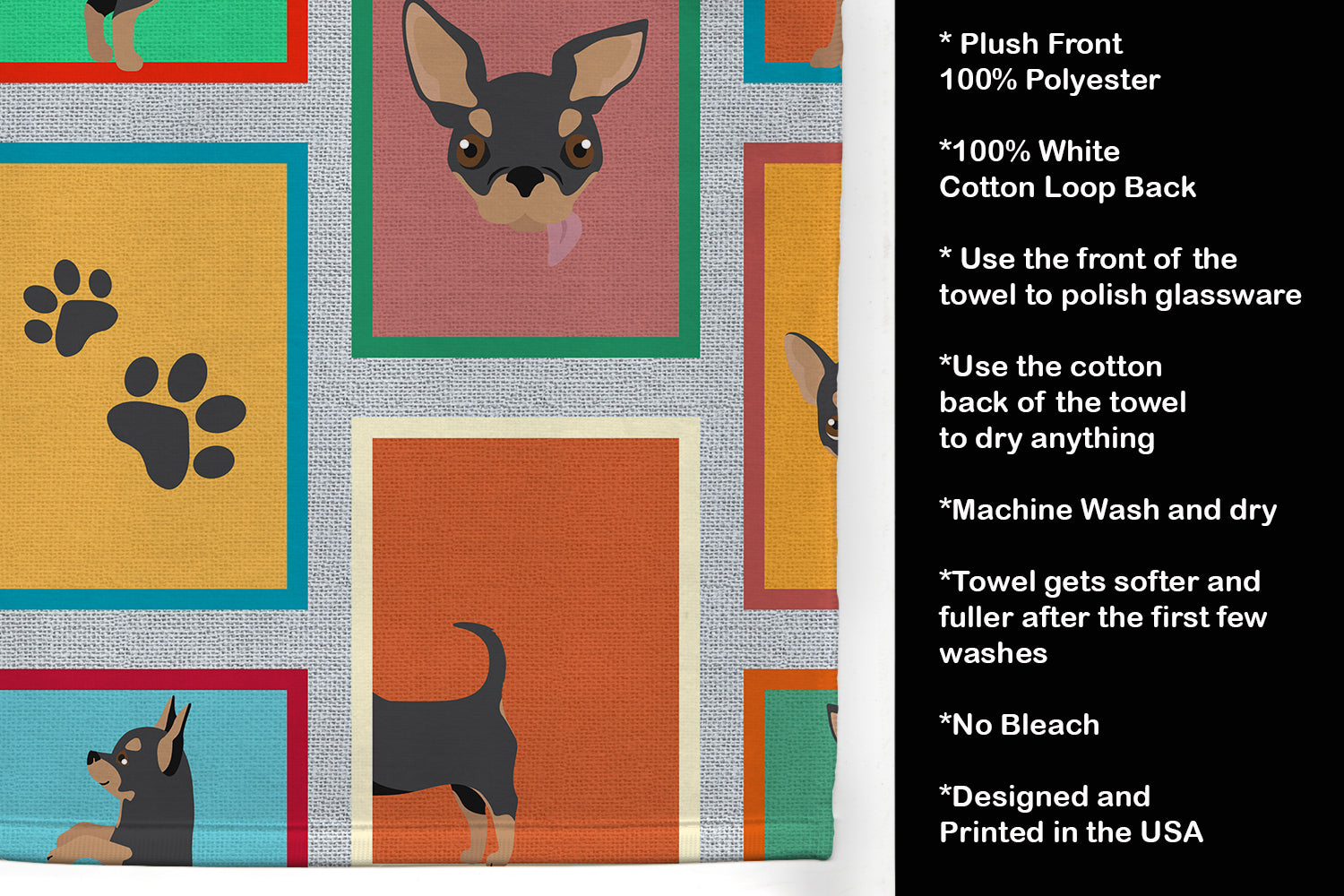 Lots of Black and Tan Chihuahua Kitchen Towel - the-store.com