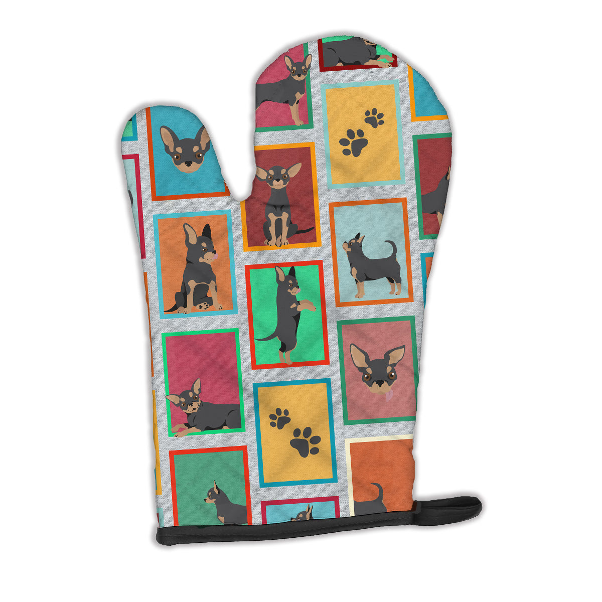 Lots of Black and Tan Chihuahua Oven Mitt