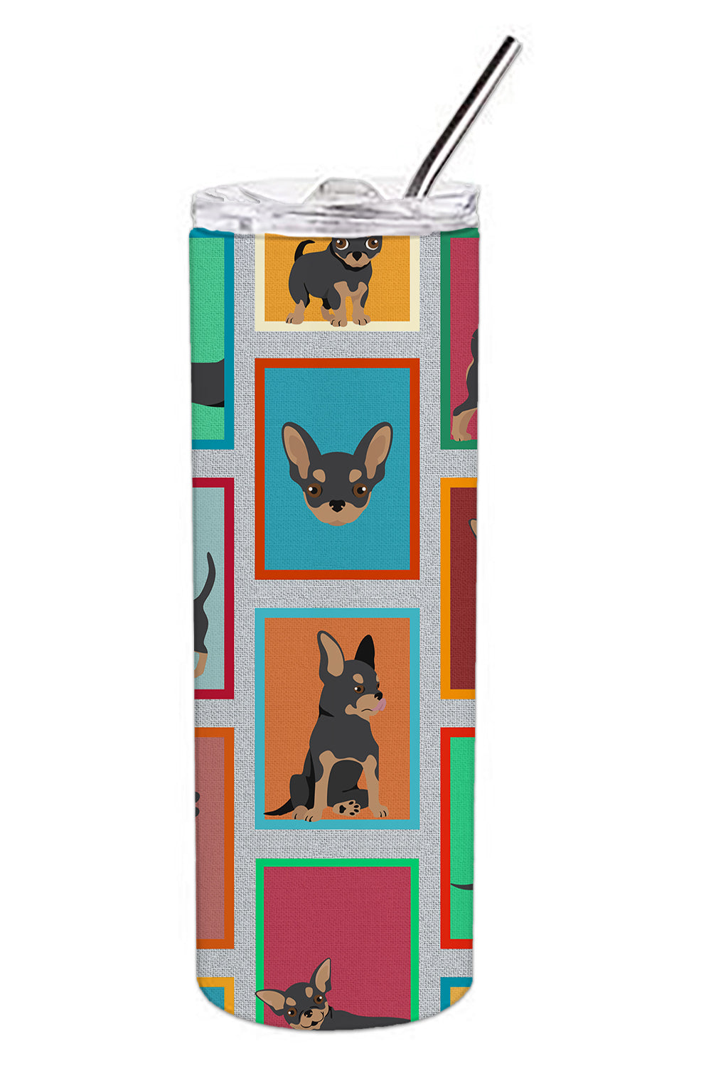Lots of Black and Tan Chihuahua Stainless Steel 20 oz Skinny Tumbler - the-store.com
