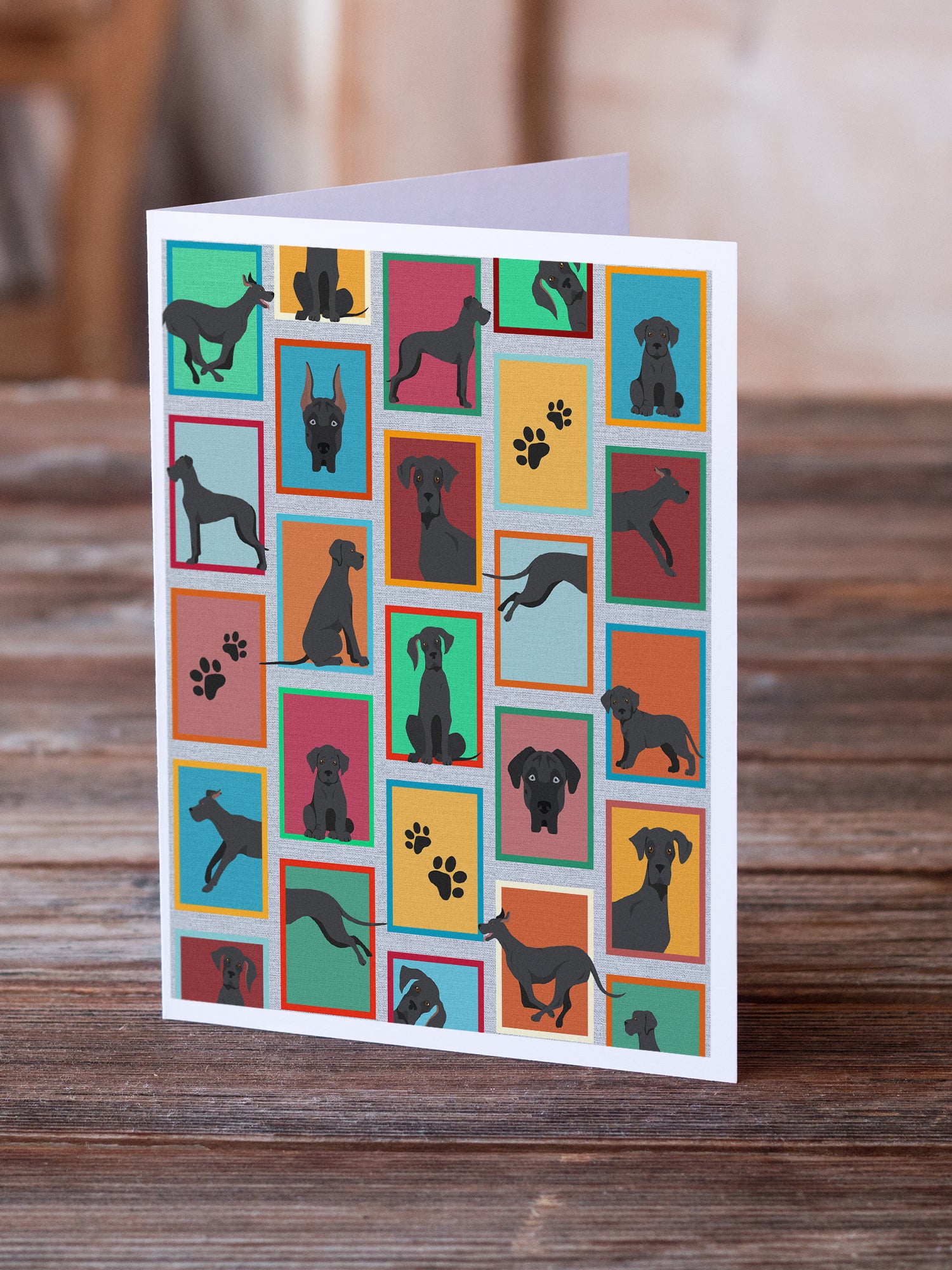 Lots of Black Great Dane Greeting Cards and Envelopes Pack of 8 - the-store.com