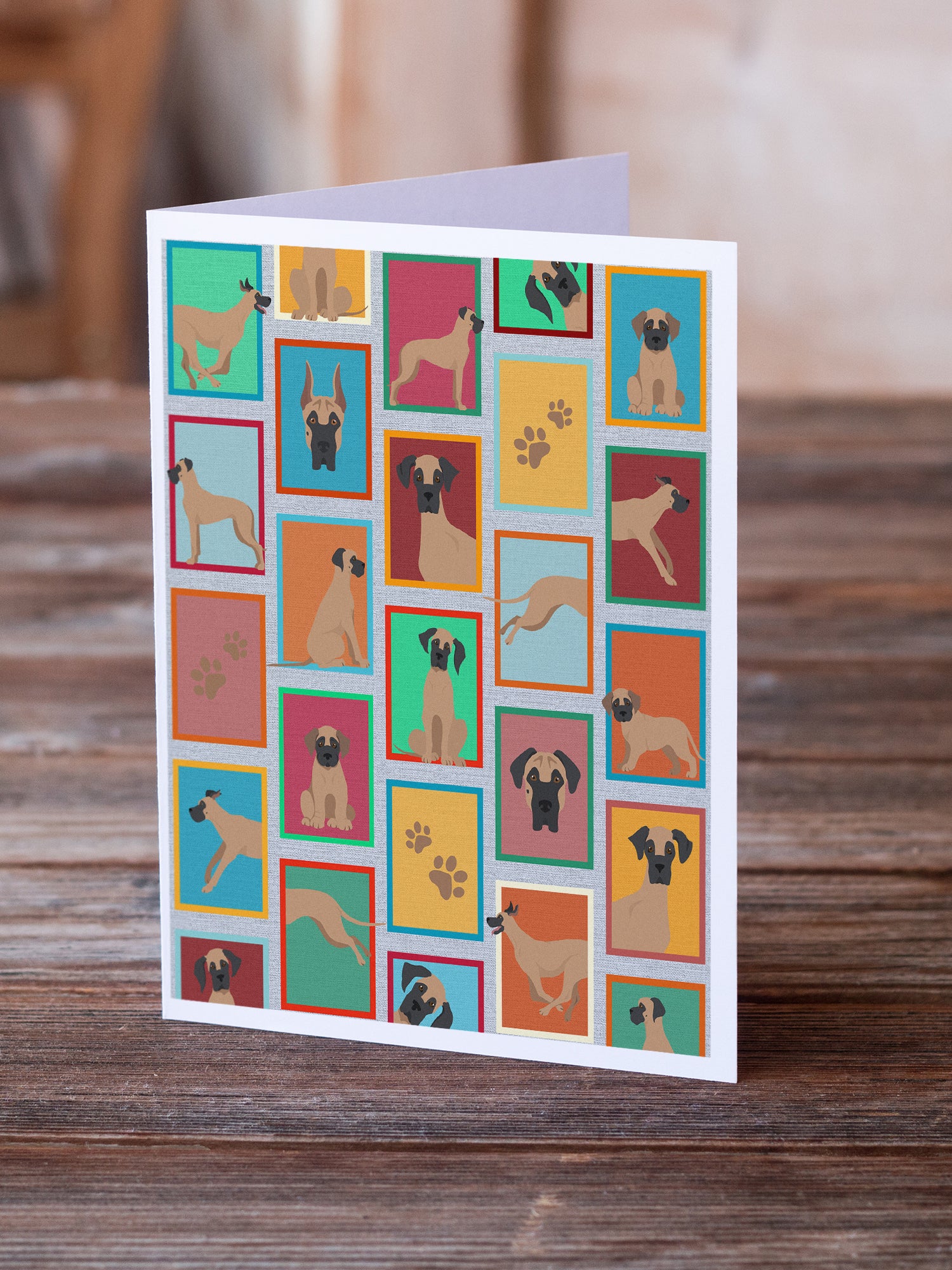 Lots of Fawn Great Dane Greeting Cards and Envelopes Pack of 8 - the-store.com