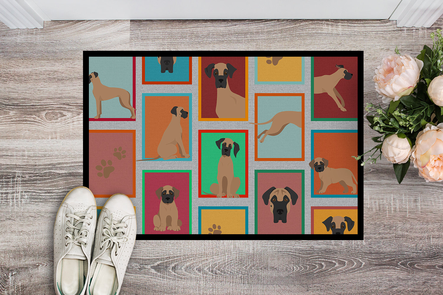 Lots of Fawn Great Dane Indoor or Outdoor Mat 24x36 - the-store.com